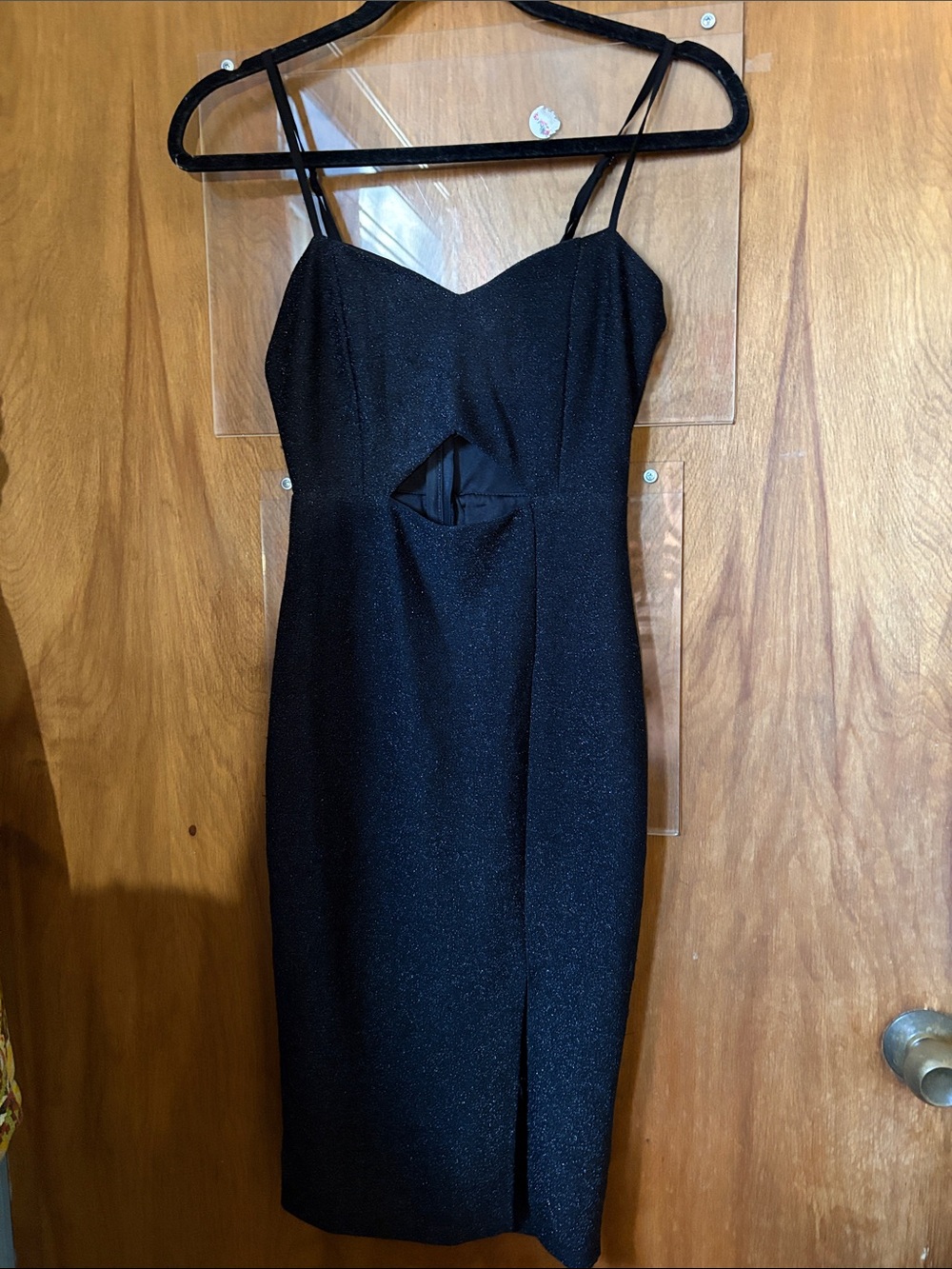 Superdown Black Sparkle Bodycon Midi Dress